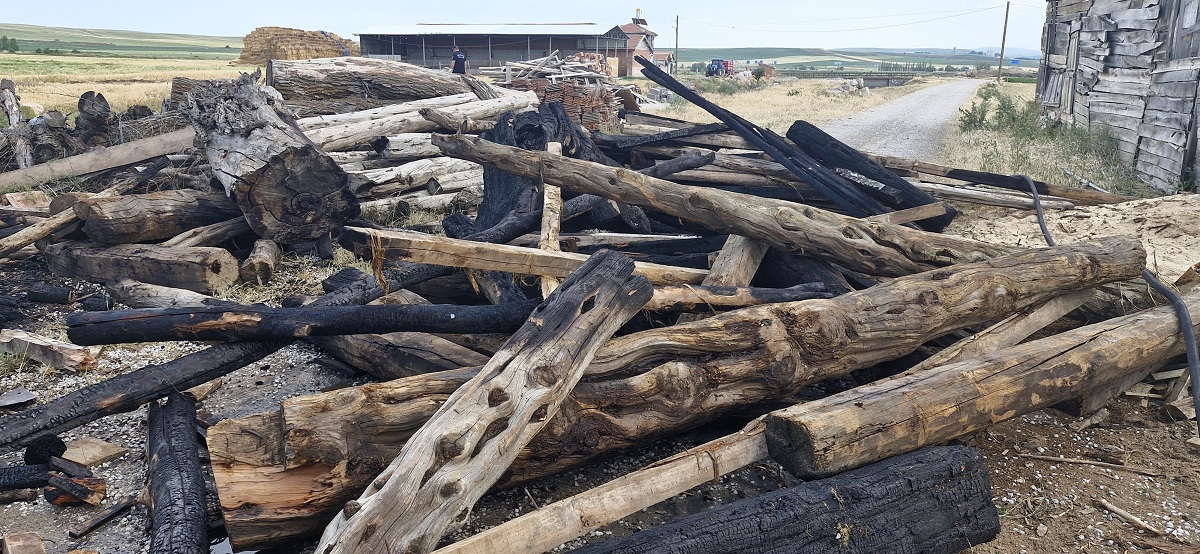 Ağaç pazarında çıkan yangında yaklaşık 7 ton odun ve kereste kül oldu (2)