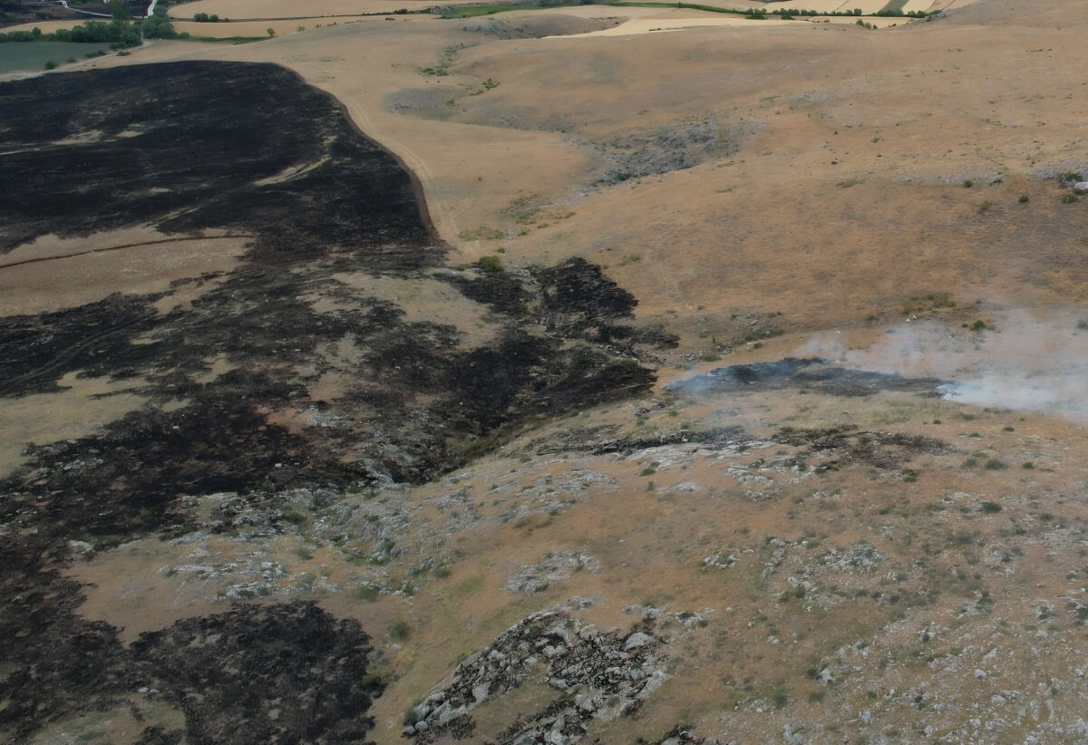 Alaca ilçesinde çıkan yangında yaklaşık 250 dönüm otluk alan zarar gördü (2)