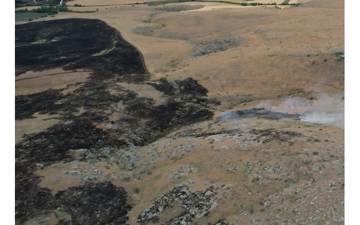 Alaca ilçesinde çıkan yangında yaklaşık 250 dönüm otluk alan zarar gördü (2)