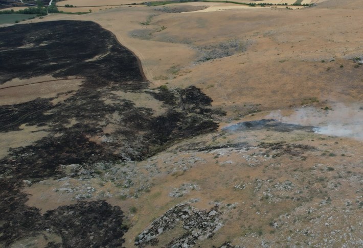 Alaca ilçesinde çıkan yangında yaklaşık 250 dönüm otluk alan zarar gördü (2)