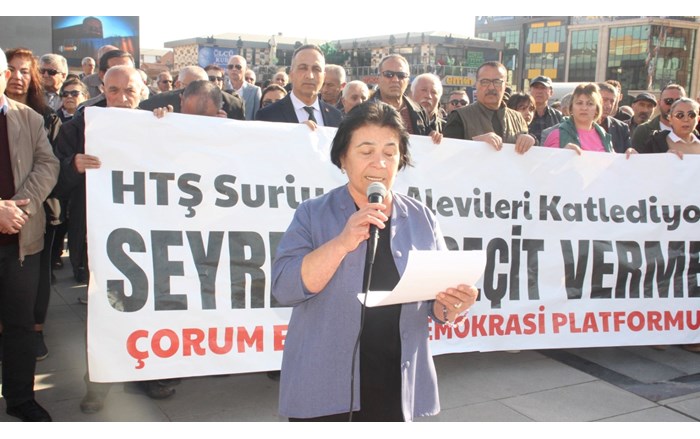 Basın açıklamasını Çorum Alevi Kültür Merkezi Derneği Başkanı Yıldız Şahin yaptı (2)
