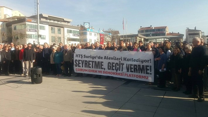 Çorum Emek ve Demokrasi Platformu, Suriye'de Alevilere yönelik katliamları protesto etti (1)