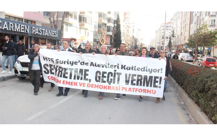 Çorum Emek ve Demokrasi Platformu, Suriye'de Alevilere yönelik katliamları protesto etti (4)