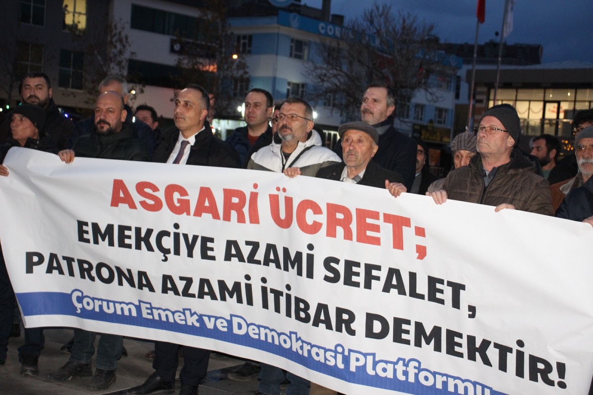 Çorum Emek ve Demokrasi Platformu, yeni asgari ücreti protesto etti 2