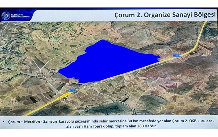 Çorum'a kurulacak olan ikinci OSB'nin güzergahı belirlendi