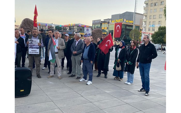 Emek ve Demokrasi Platformu tarafından Filistin halkına sahip çıkmak amacıyla bir yürüyüş ve kitlesel basın açıklaması düzenlendi (1)