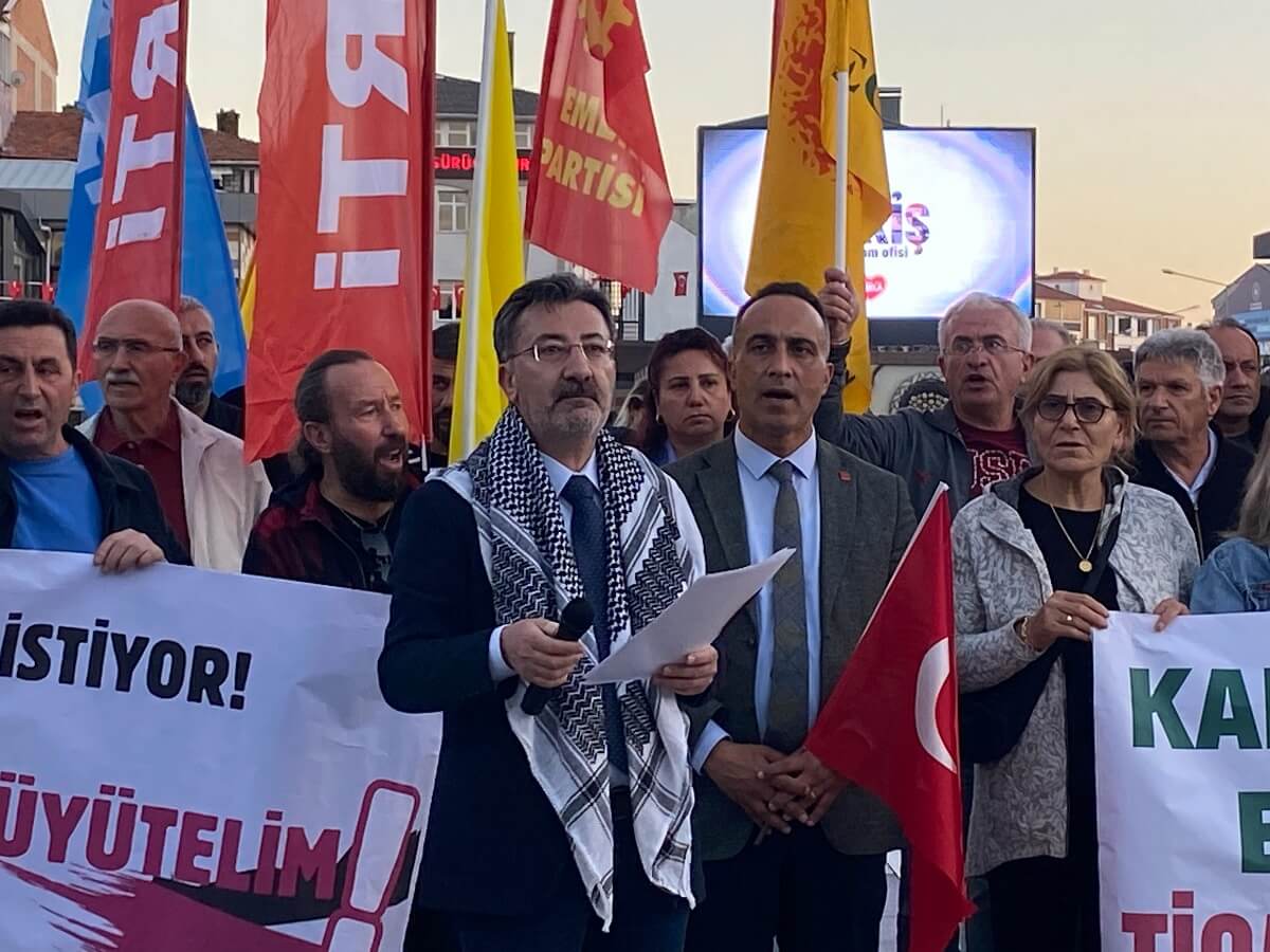 Emek ve Demokrasi Platformu tarafından Filistin halkına sahip çıkmak amacıyla bir yürüyüş ve kitlesel basın açıklaması düzenlendi (2)