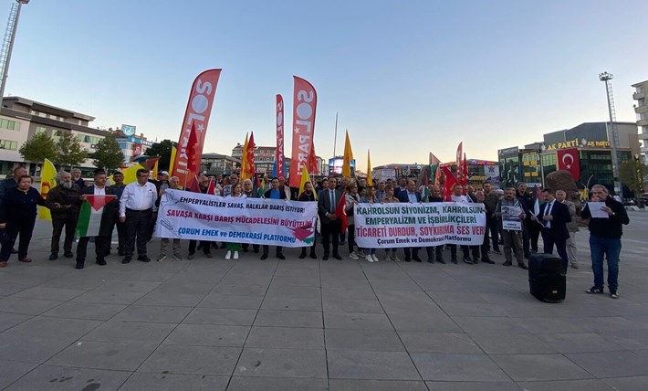 Emek ve Demokrasi Platformu tarafından Filistin halkına sahip çıkmak amacıyla bir yürüyüş ve kitlesel basın açıklaması düzenlendi (3)