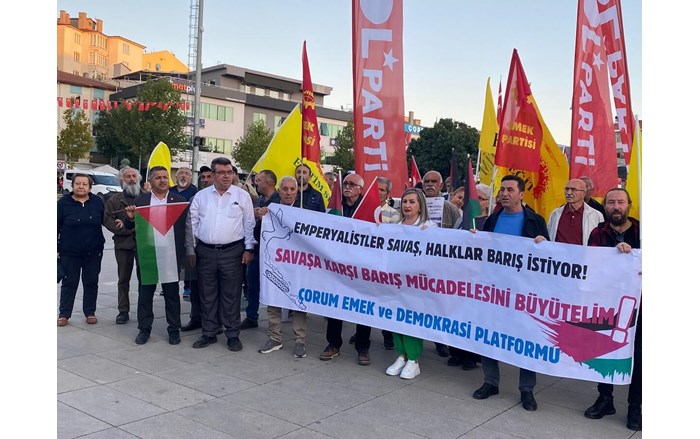 Emek ve Demokrasi Platformu tarafından Filistin halkına sahip çıkmak amacıyla bir yürüyüş ve kitlesel basın açıklaması düzenlendi (4)