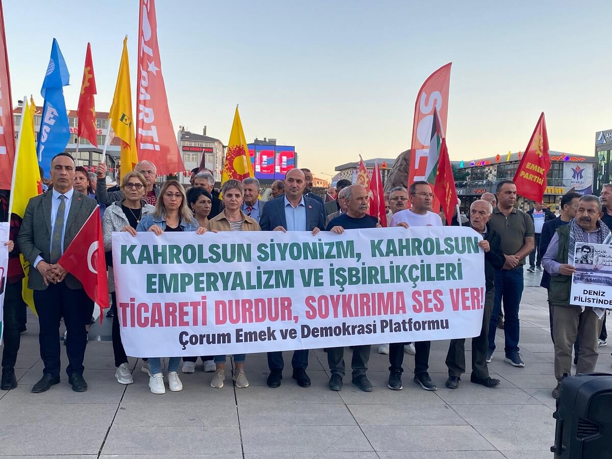 Emek ve Demokrasi Platformu tarafından Filistin halkına sahip çıkmak amacıyla bir yürüyüş ve kitlesel basın açıklaması düzenlendi (5)