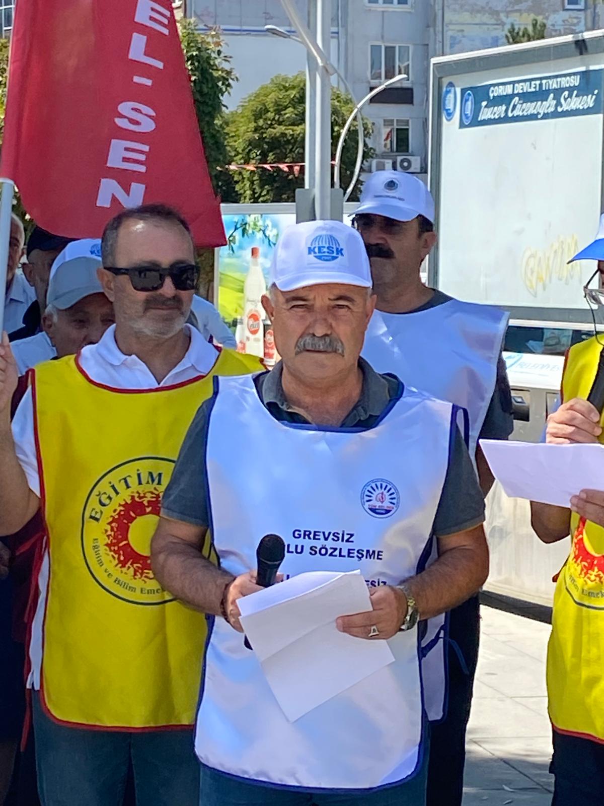 KESK Çorum Şubeler Platformu Dönem Sözcüsü, Tüm Bel Sen Şube Başkanı Nevzat Veldet