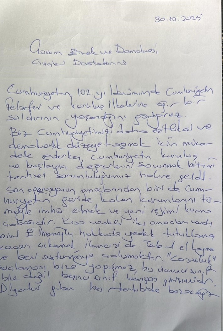 Silivri Cezaevinde bulunan Merdan Yanardağ, Çorumlulara mektup gönderdi (2)