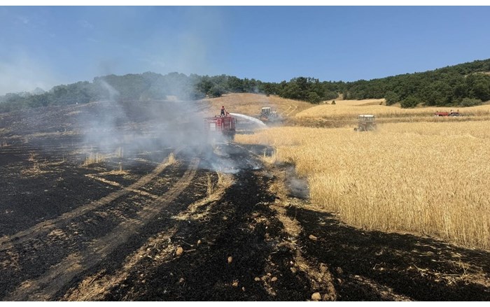 Sungurlu ilçesinde tarlada çıkan yangın ormanlık alana ulaşmadan itfaiye ekipleri tarafından söndürüldü
