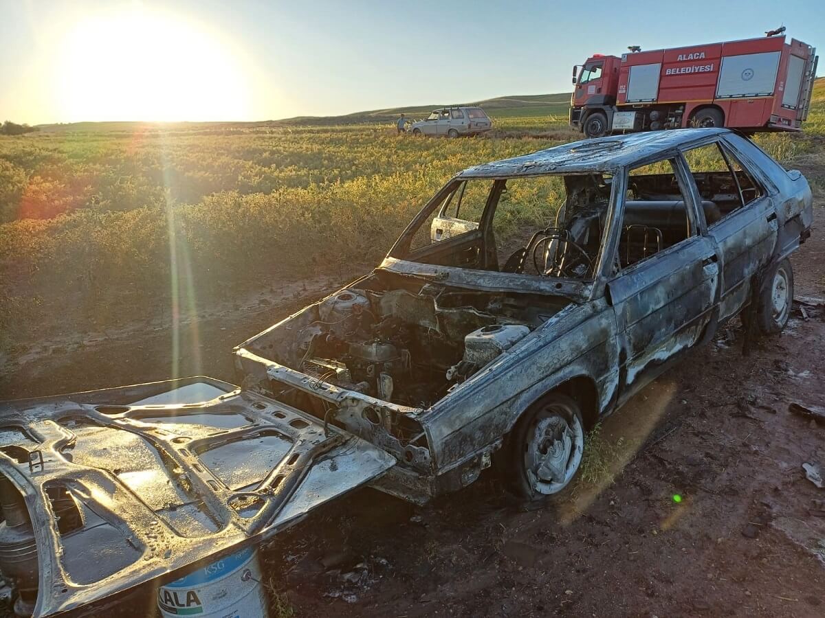 Yangın, Alaca ilçesine bağlı Eskiyapar köyünde meydana geldi. (1)