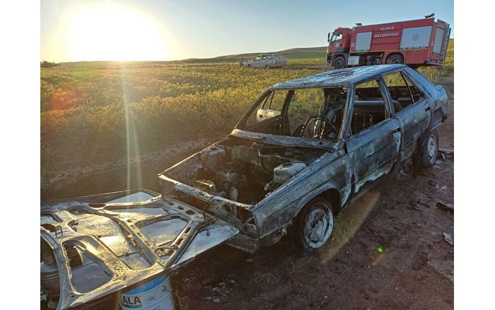Yangın, Alaca ilçesine bağlı Eskiyapar köyünde meydana geldi. (1)