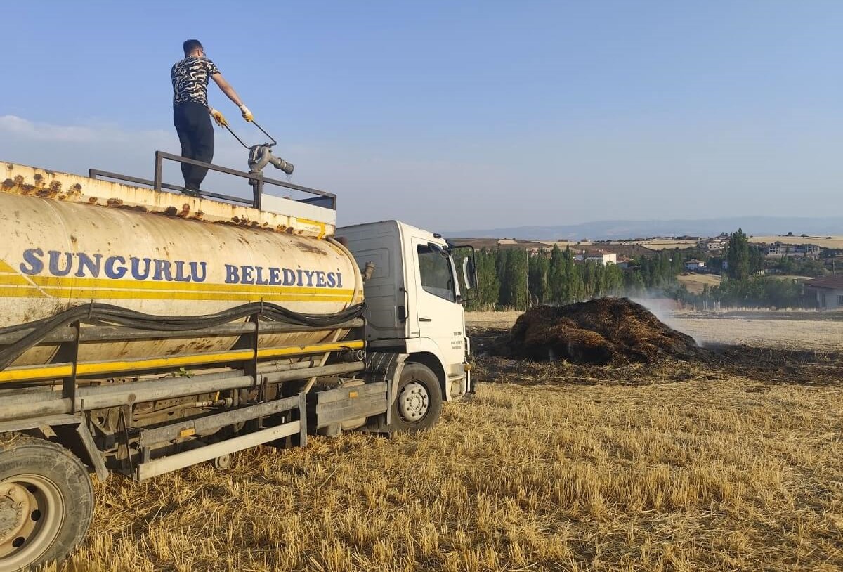 Yangın, Sungurlu ilçesi Aşağıfındıklı köyünde meydana geldi