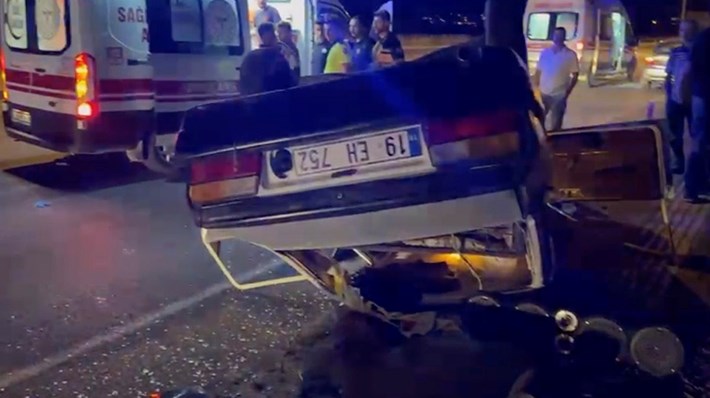 Yaralı otomobil sürücüsü Osmancık Devlet Hastanesine kaldırıldı