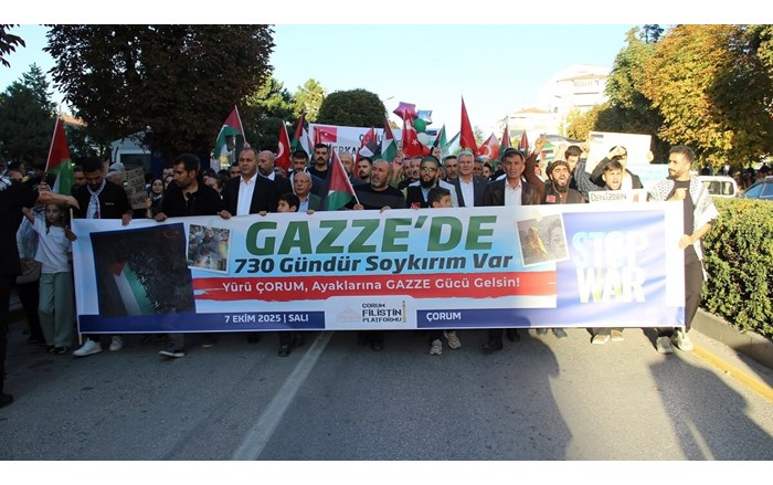 Çorum’da yüzlerce kişi, Gazze için tek yürek oldu