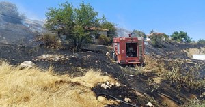 Otluk alanda yangın, evlere sıçramasını itfaiye önledi