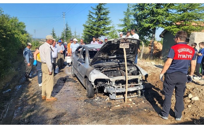 Park halindeki araç alev alev yandı