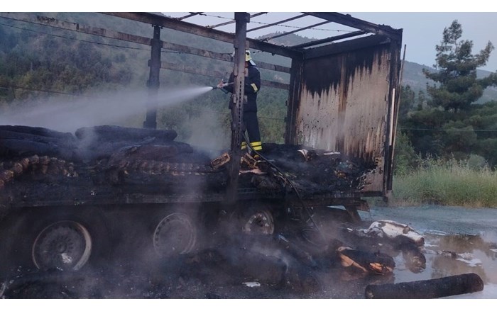 Tırın dorsesi alev alev yandı