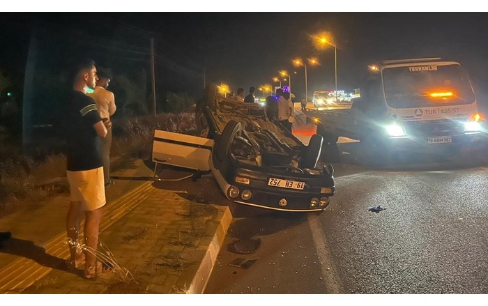 Tırın sıkıştırdığı otomobil takla attı: 1 yaralı