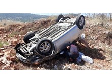 Mıcıra kapıldı, takla attı