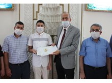 Türkiye birincisi Çorumlu hafız ödüllendirildi