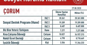 Çorum’a 110 milyonluk pandemi desteği