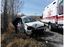 Kontrolden çıkan otomobil ağaca çarptı: 2 yaralı