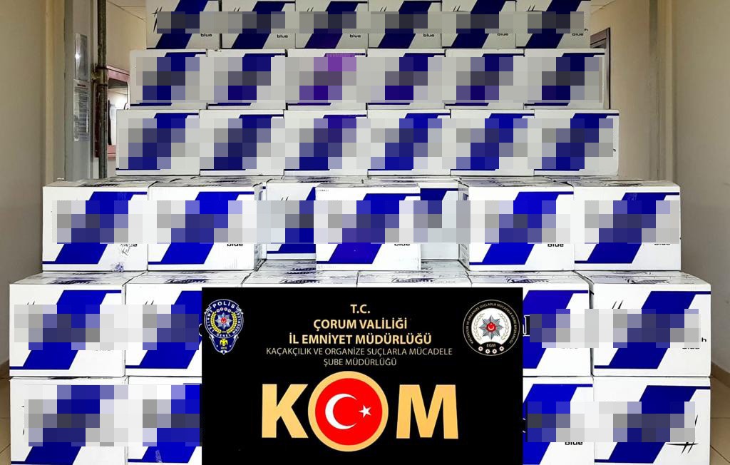 ÇORUM'DA KAÇAK MAKARON OPERASYONU