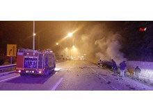 Kaza yapan jeep patladı, yaralılar saniyelerle kurtuldu