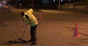 Kaza yerini polis temizledi